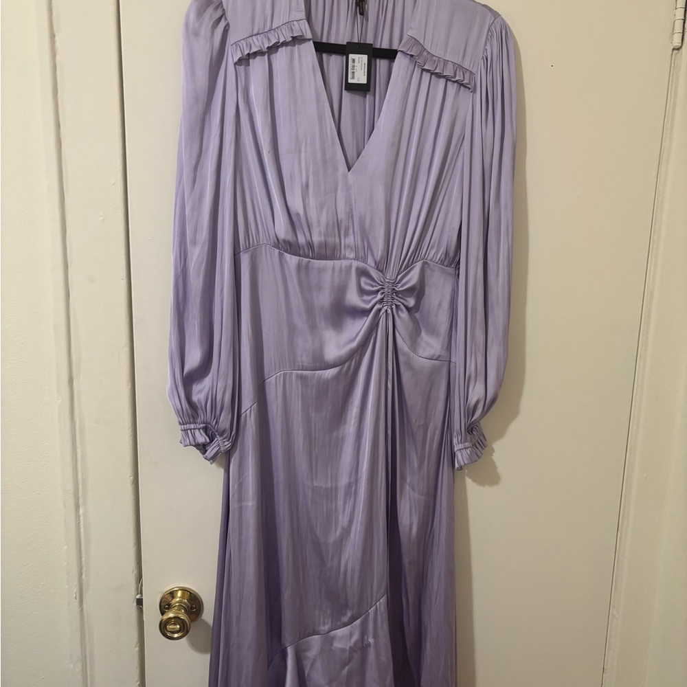 Maje Lavender Long Sleeve Dress with Bow